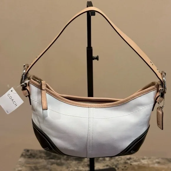 Coach 2002 SOHO HOBO bag Twill leather black white tan blue $398 NWT Vintage Y2K - Picture 17 of 17